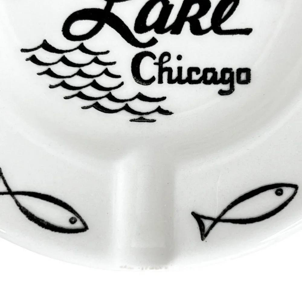 50th On The Lake Chicago‎ Ashtray Royal China Black White Nautical Souvenir USA